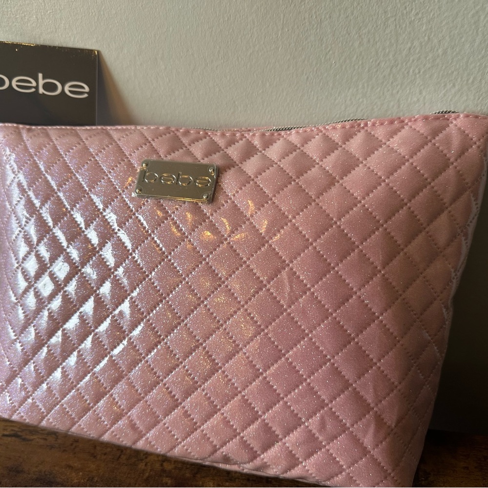 bebe Pink Quilted Cosmetic Bag - Picture 2 of 7